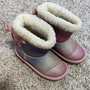 Kids Glitter Boots with Faux Fur Lining